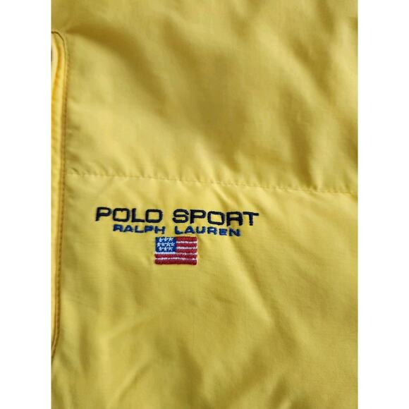 Vintage 90s Polo Jeans Ralph Lauren Down Puffer Jacket Yellow XL FLAWS! READ!!! - Picture 3 of 13
